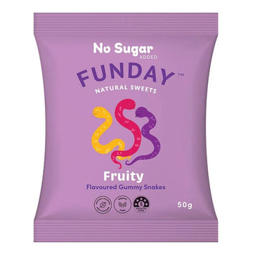 12 Pack x Funday Fruity Flavoured Gummy Snakes 50g